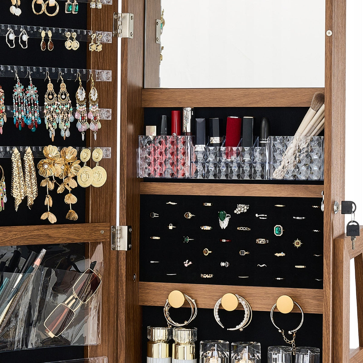 VEVOR 360 ROTATING JEWELRY CABINET WITH MIRROR 1655 MM PREMIUM ORGANIZER