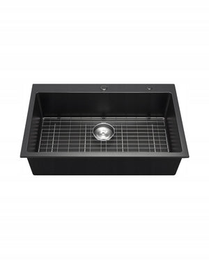 VEVOR GRANITE KITCHEN SINK 838X559X222 MM BLACK SURFACE MOUNT PREMIUM