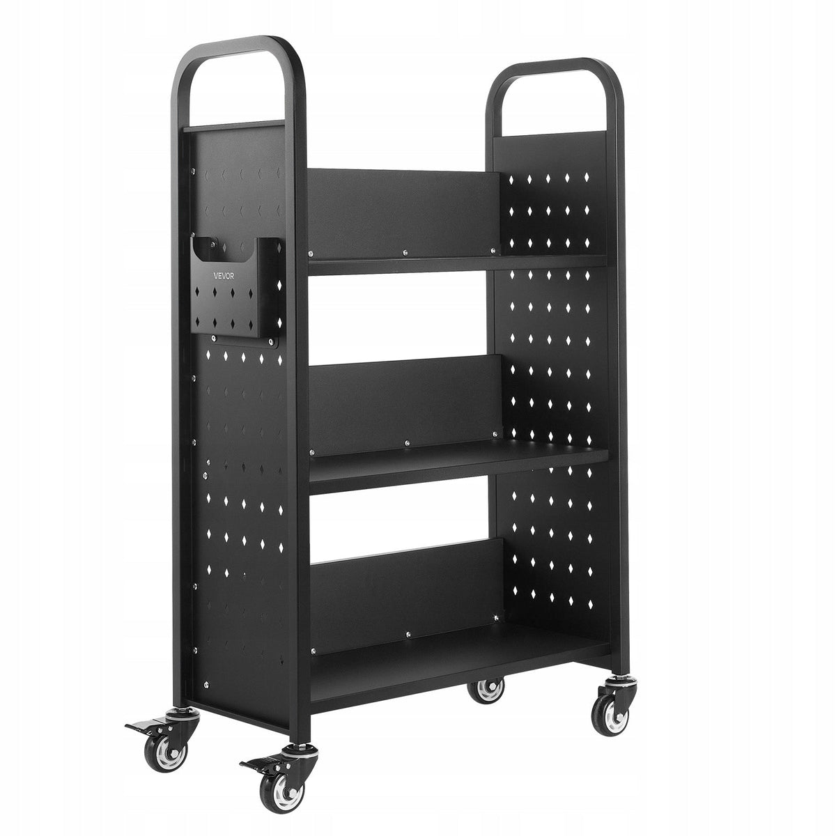 VEVOR LIBRARY CART 150 KG 3-TIER ROBUST ON WHEELS 77X38X122 CM
