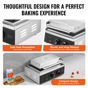 VEVOR PROFESSIONAL WAFFLE MAKER 1550W STAINLESS STEEL COATING
