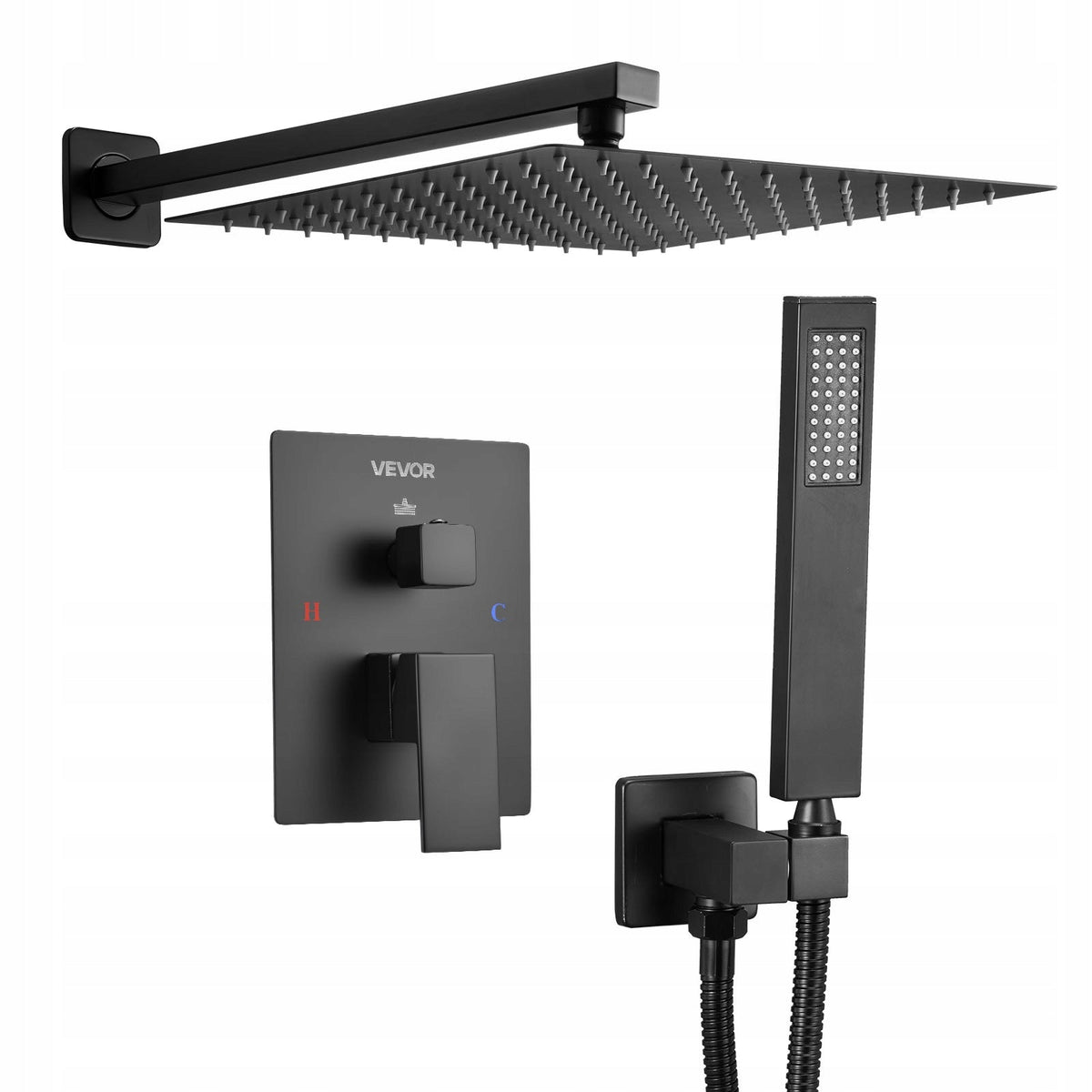 VEVOR PROFESSIONAL SHOWER FAUCET WITH 12-INCH SQUARE RAINFALL SHOWER HEAD