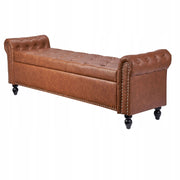 VEVOR PU LEATHER OTTOMAN BENCH WITH WOODEN LEGS 460X1660X560 MM STRONG