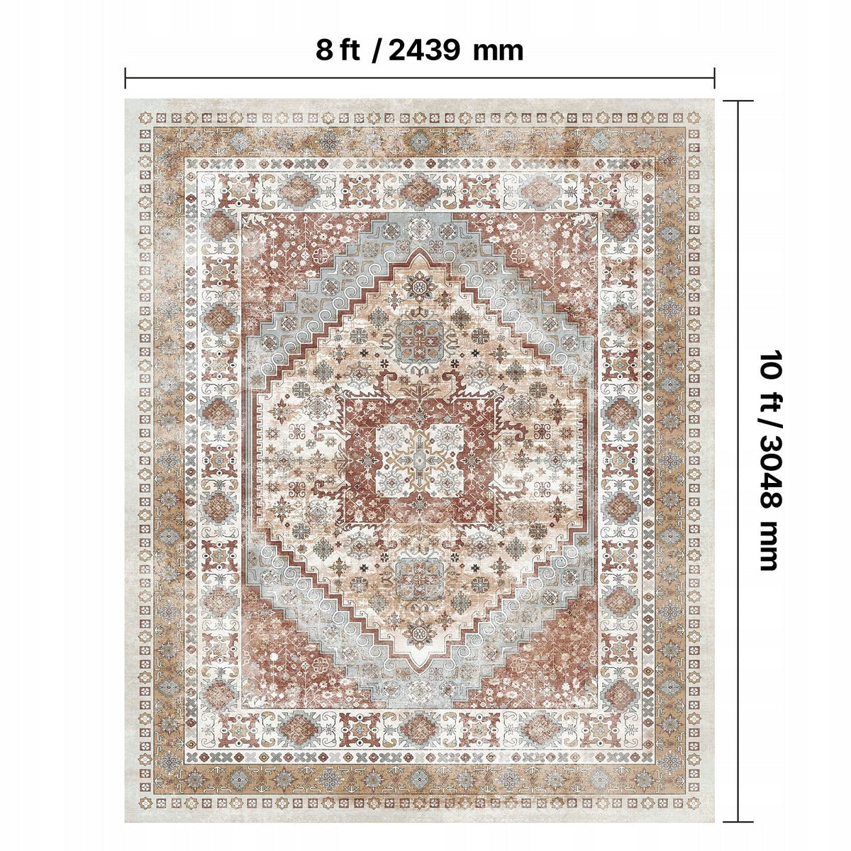 RUG VEVOR 2439X3048 MM BROWN-RED SHORT PILE WASHABLE
