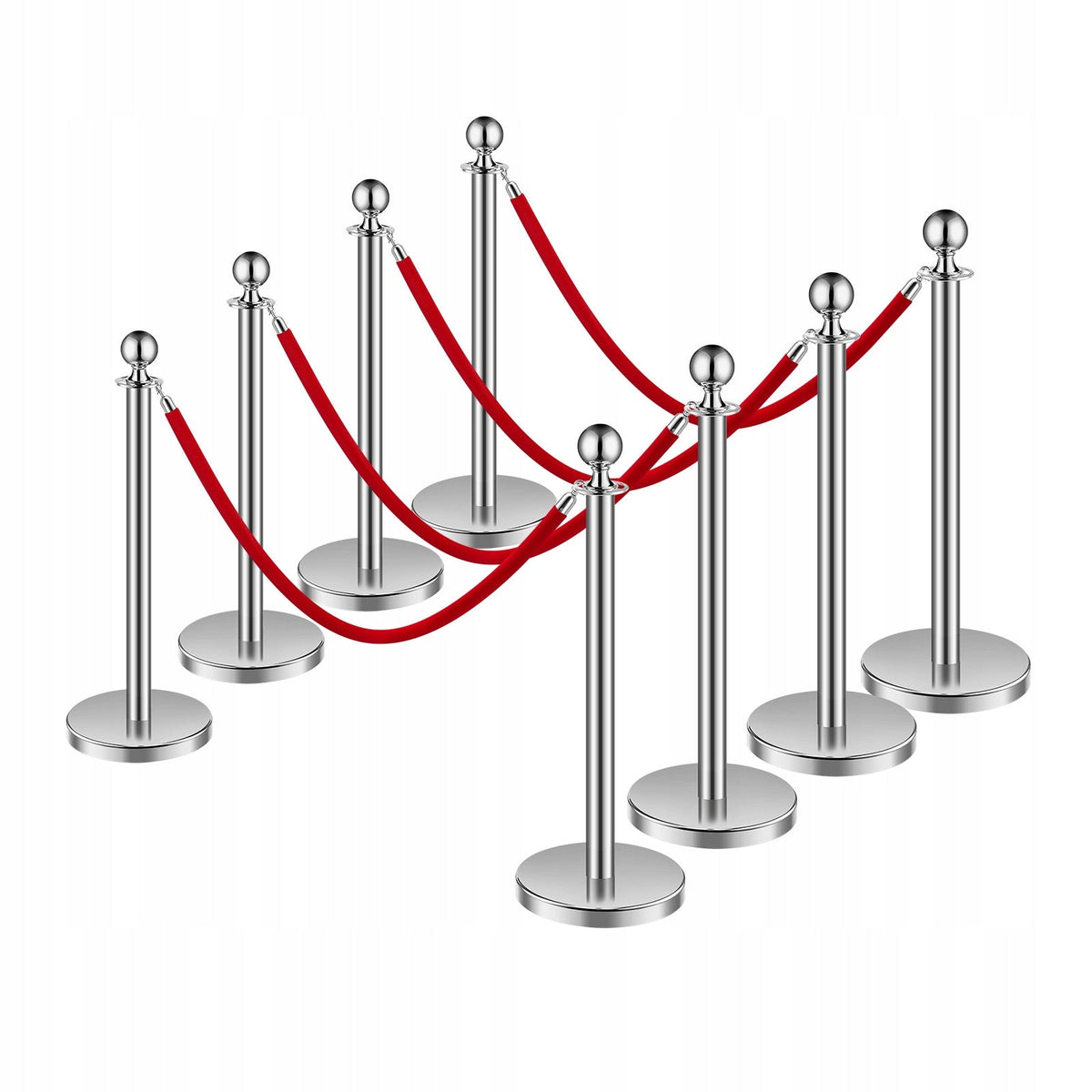 VEVOR 8-Pack Crowd Control Barrier with 4 Red Velvet Ropes