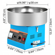 VEVOR 1000W COTTON CANDY MACHINE WITH 38CM STAINLESS STEEL BOWL