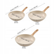 VEVOR 3-PIECE FRYING PAN SET 20 24 28 CM ALUMINUM STRONG