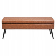 VEVOR OTTOMAN BENCH WITH STORAGE FAUX LEATHER BROWN STURDY 300KG