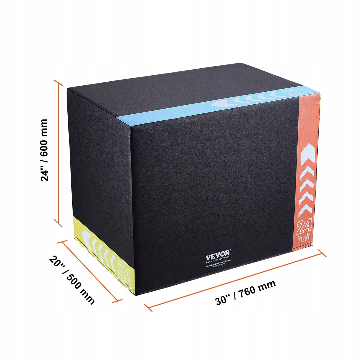 PROFESSIONAL VEVOR 3-IN-1 PLYOMETRIC JUMP BOX 30 24 20 INCHES