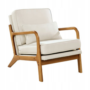 VEVOR PREMIUM ACCENT CHAIR WOODEN FRAME LINEN 150KG COMFORT