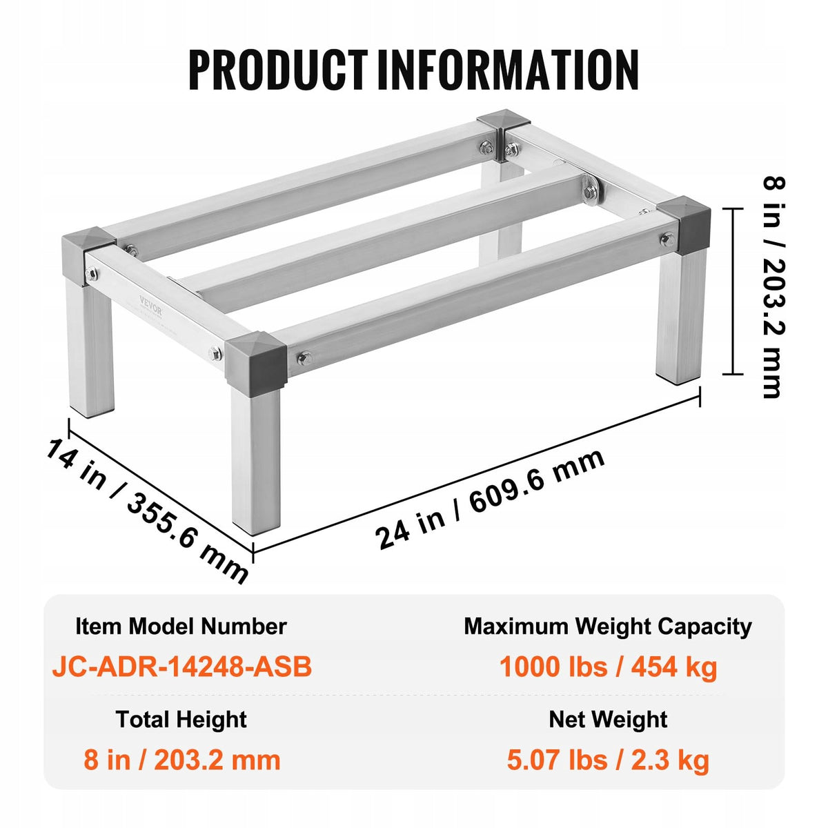 VEVOR ALUMINIUM SHELVING UNIT 24X14 INCHES HEAVY-DUTY COMMERCIAL SHELF