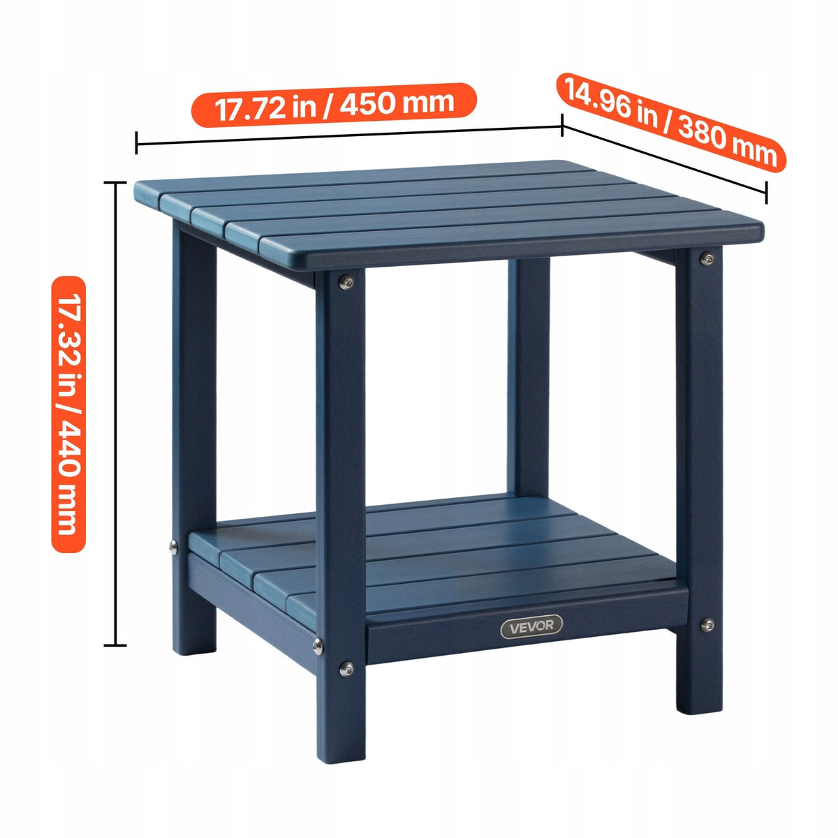 VEVOR HDPE GARDEN SIDE TABLE 45X38X44 CM STRONG BLUE