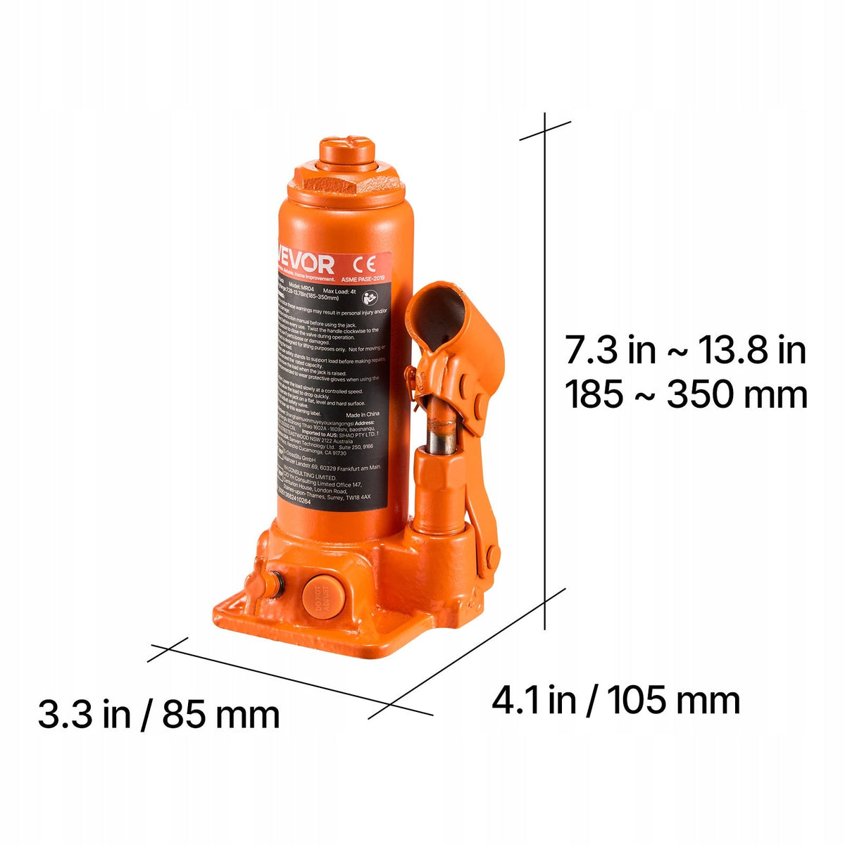 VEVOR 4T HYDRAULIC BOTTLE JACK POWERFUL COMPACT VALVE