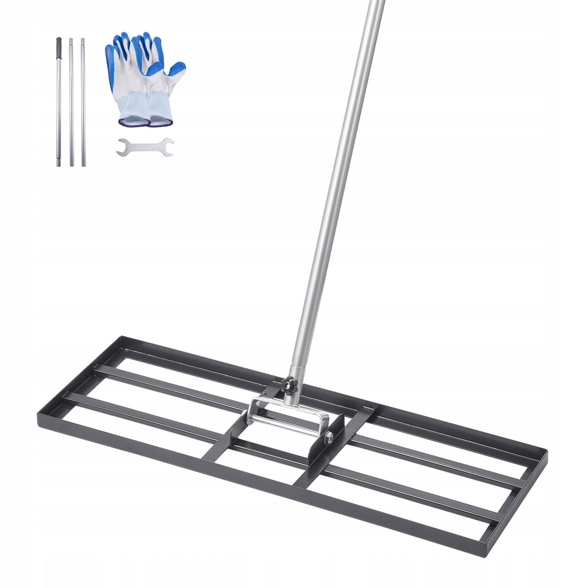 VEVOR 213 CM PROFESSIONAL LAWN RAKE WITH HANDLE AND BASE