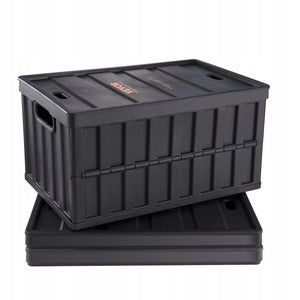 VEVOR SET OF 3 FOLDABLE PP BOXES 65L BLACK STRONG AND ERGONOMIC