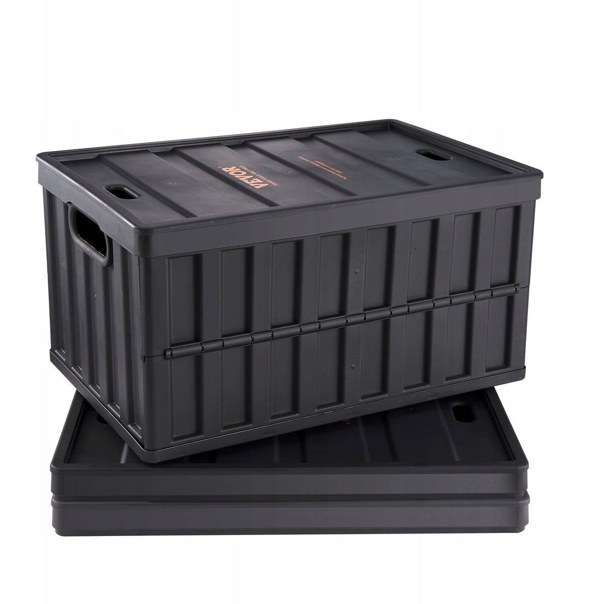 VEVOR SET OF 3 FOLDABLE PP BOXES 65L BLACK STRONG AND ERGONOMIC