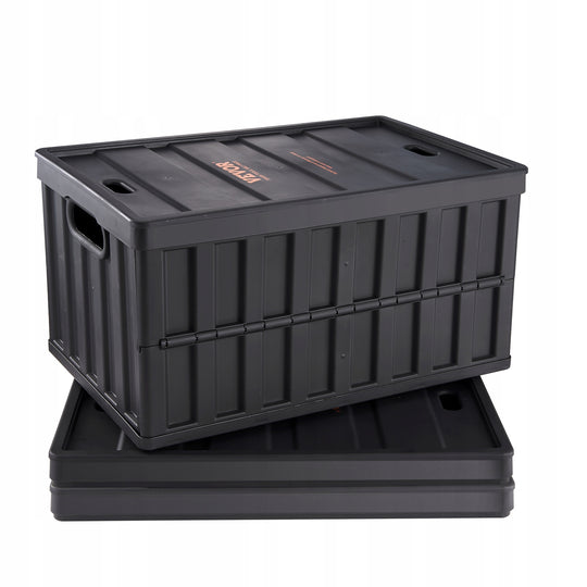 VEVOR SET OF 3 FOLDABLE PP BOXES 65L BLACK STRONG AND ERGONOMIC