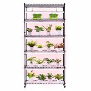 VEVOR PROFESSIONAL 6-TIER PLANT STAND WITH 150W LED GROW LIGHTS TIMER