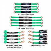 VEVOR PROFESSIONAL WHEEL TIE-DOWN STRAP 50.8X2438.4MM WITH SPRING HOOKS