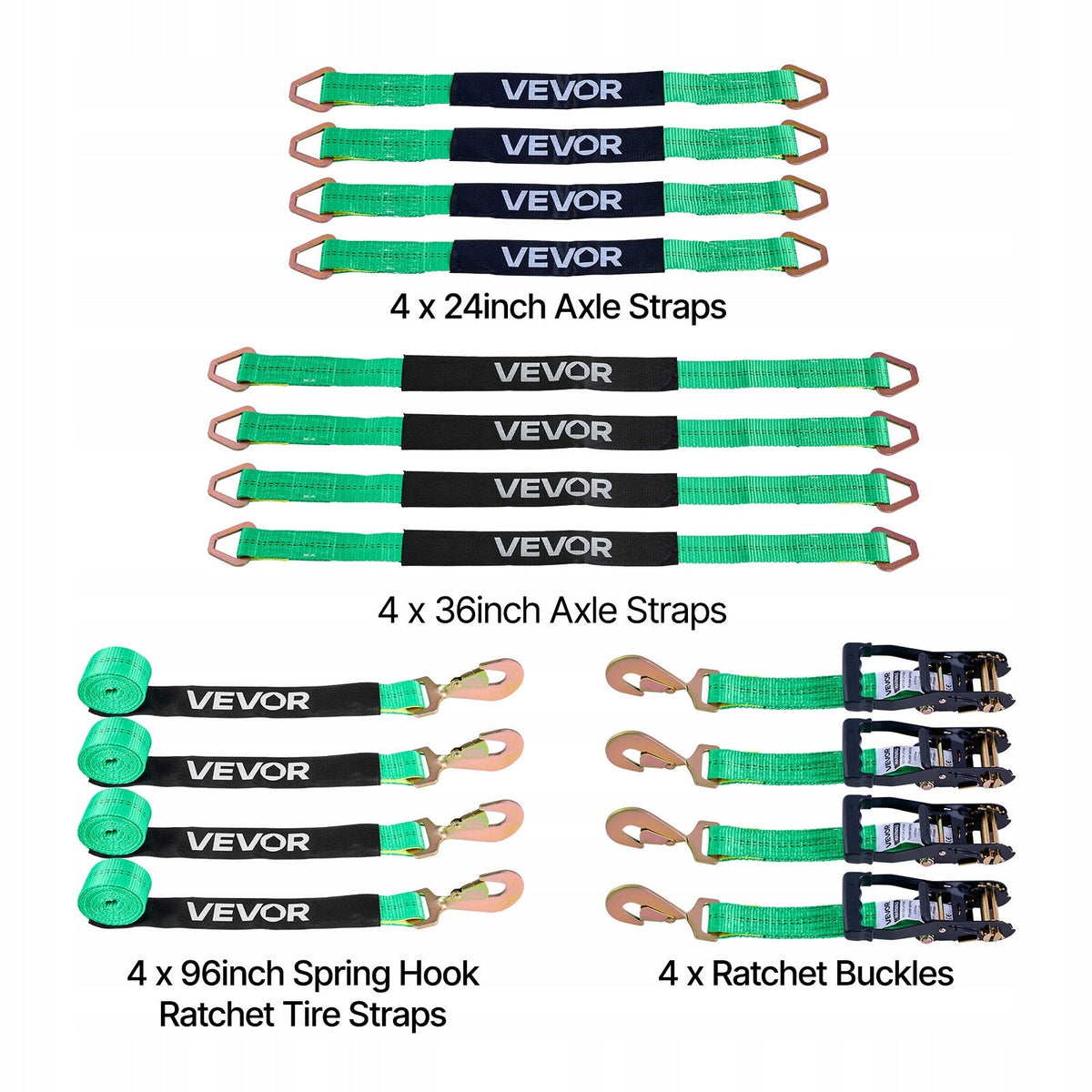 VEVOR PROFESSIONAL WHEEL TIE-DOWN STRAP 50.8X2438.4MM WITH SPRING HOOKS