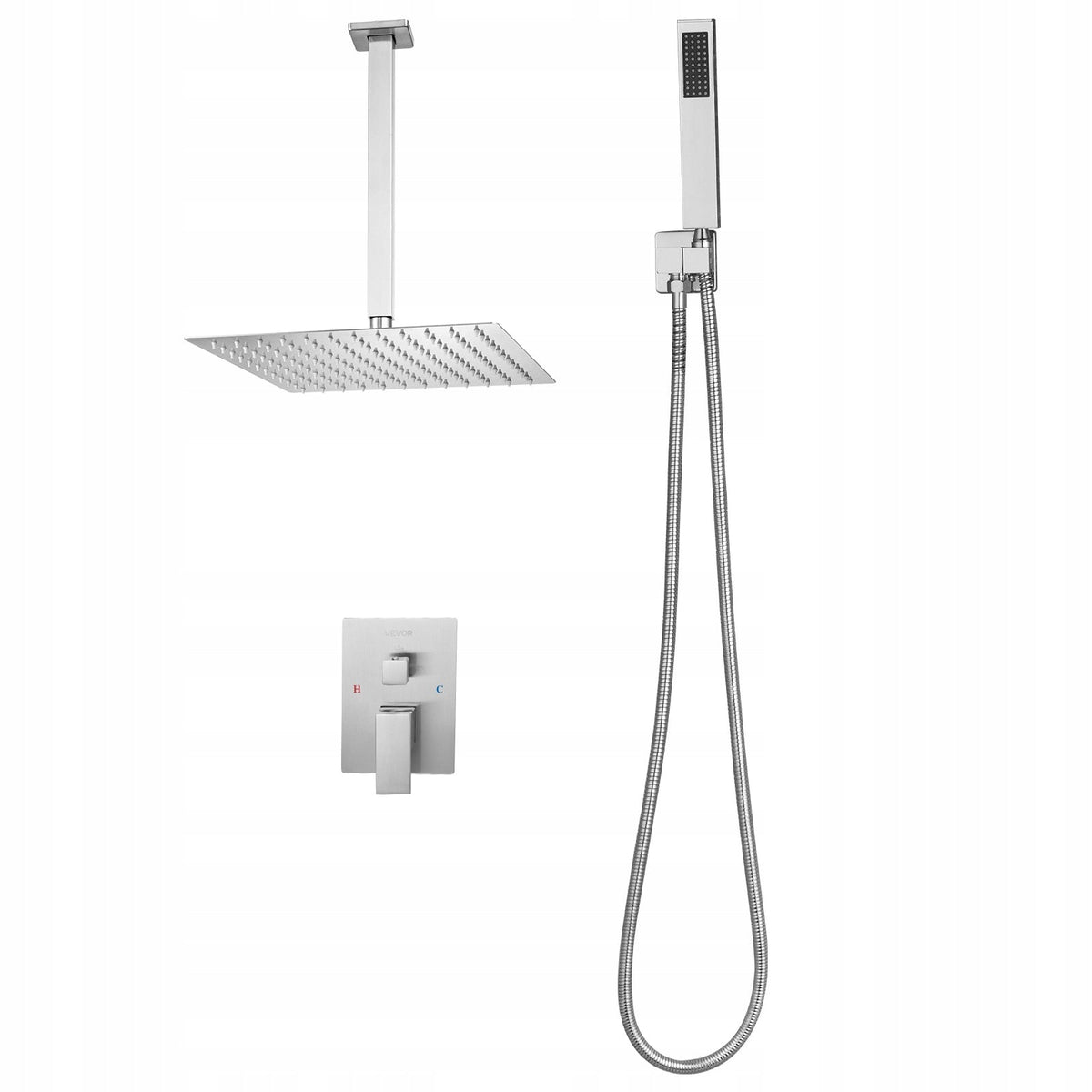 VEVOR PROFESSIONAL SHOWER FAUCET WITH 12-INCH SQUARE RAINFALL SHOWER HEAD