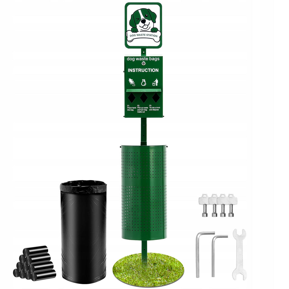 VEVOR 43L PROFESSIONAL DOG WASTE STATION WITH BIN AND 650 BAGS