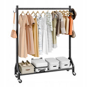 VEVOR PROFESSIONAL ROLLING CLOTHES RACK WITH ROD AND HOOKS 90KG