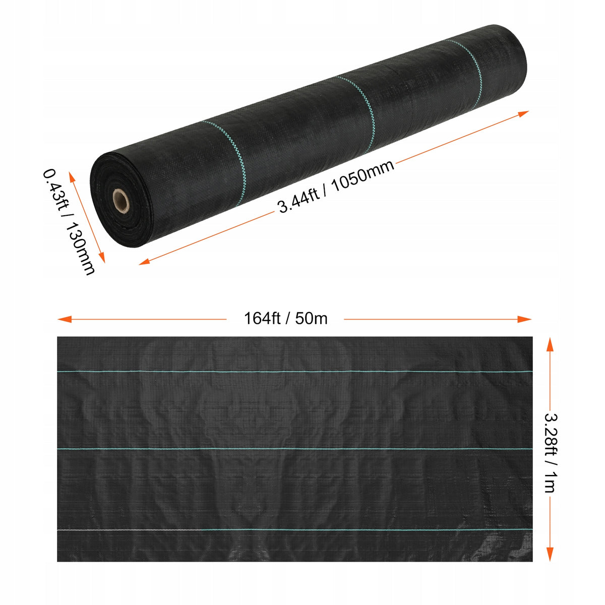 VEVOR WEED BARRIER FABRIC 1X50M POLYPROPYLENE STRONG AND DURABLE FOR GARDEN