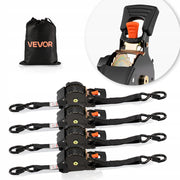 VEVOR TIE-DOWN STRAP WITH AUTOMATIC RATCHET 25.4X4876.8MM 4 PCS S-HOOKS HEAVY DUTY
