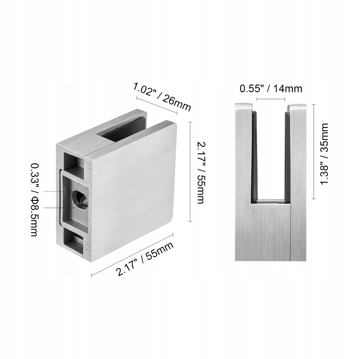 VEVOR SQUARE GLASS CLAMP 4 PCS STAINLESS STEEL 8-12MM PREMIUM