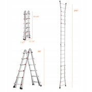 VEVOR A-FRAME TELESCOPING LADDER 20.5FT COMPACT STURDY ALUMINUM 330LB
