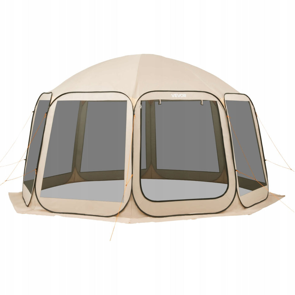VEVOR CAMPING TENT 457X421X245 CM PARTY TENT FOR 12-15 PEOPLE BEIGE
