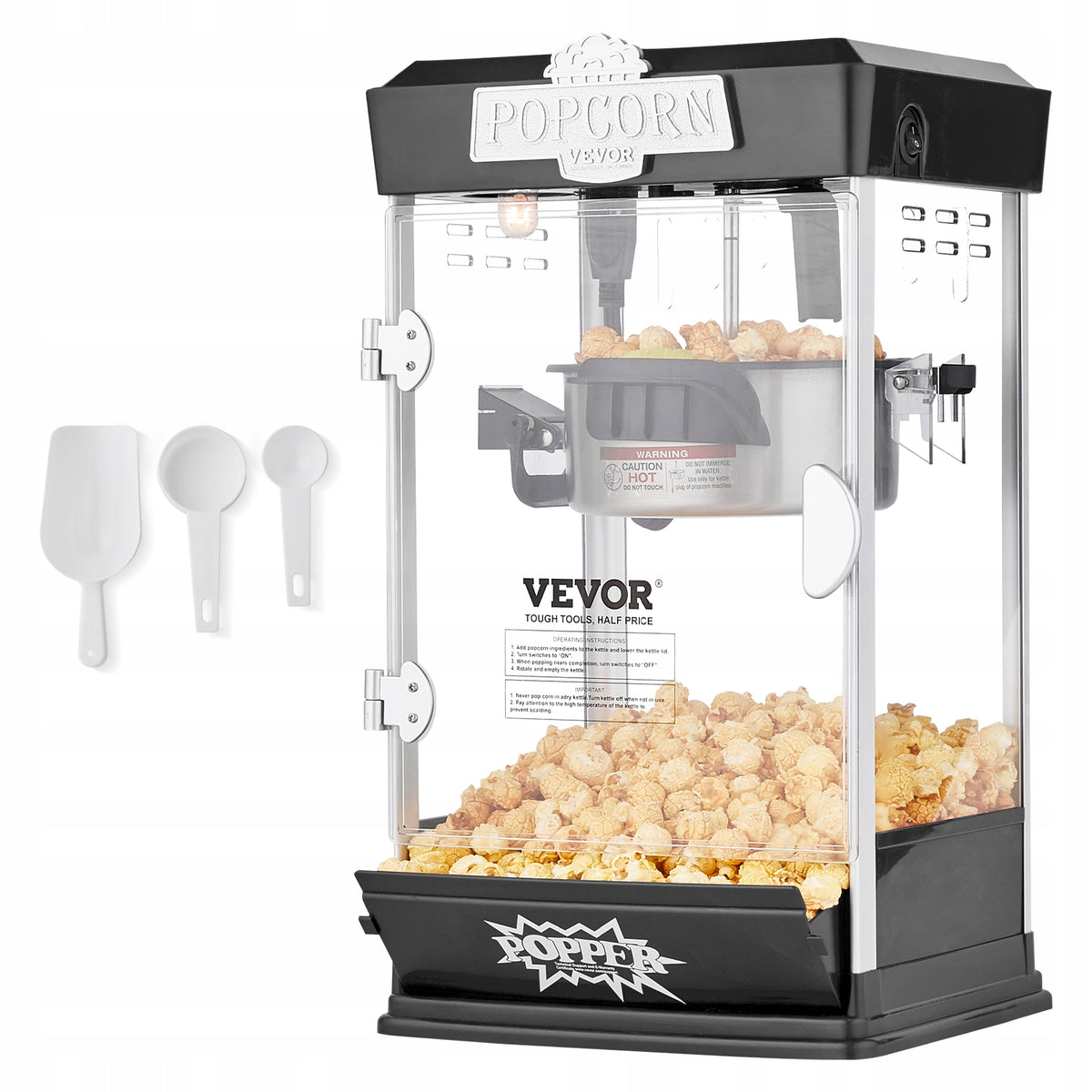 PROFESSIONAL POPCORN MACHINE VEVOR 480W BLACK 4OZ ACCESSORY SET