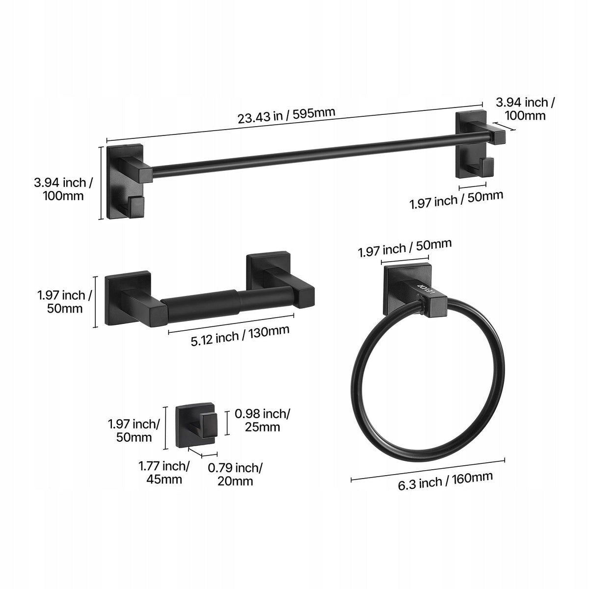 VEVOR BATHROOM ACCESSORY SET SUS201 STAINLESS STEEL 4 PIECES