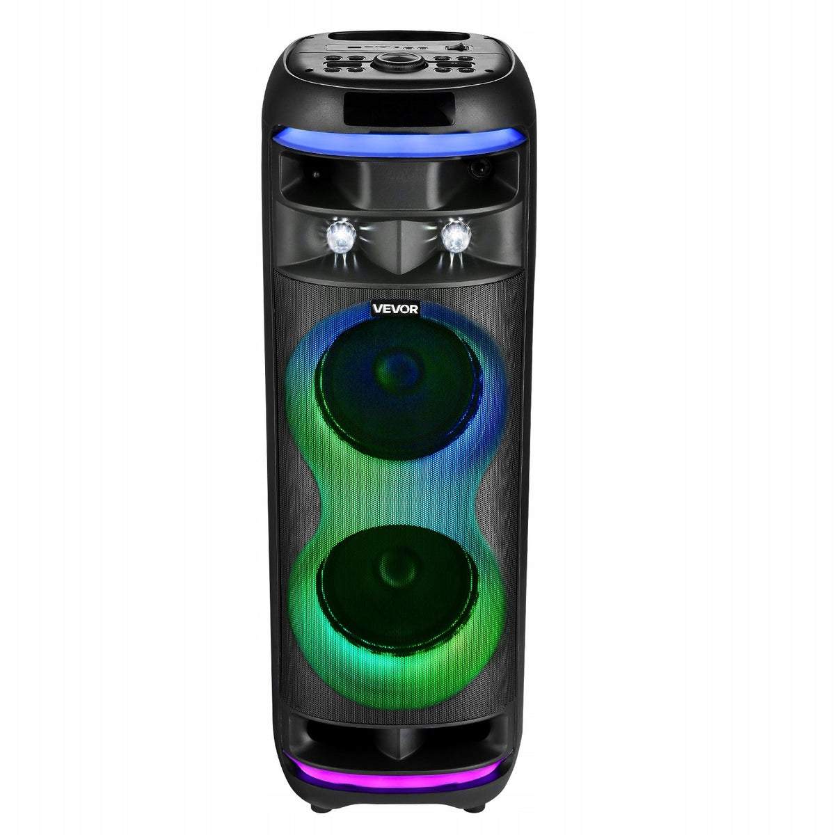 VEVOR 80W 20CM PORTABLE BLUETOOTH SPEAKER WITH 2 MICROPHONES LED TWS 5.1