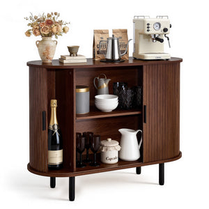 VEVOR KITCHEN CABINET WITH 2 SLIDING DOORS WALNUT BLACK STURDY