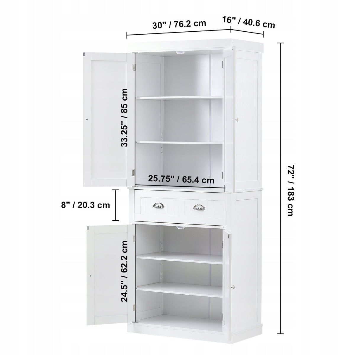 SOLID VEVOR KITCHEN CABINET 183 CM WITH DOORS, DRAWER, AND ADJUSTABLE