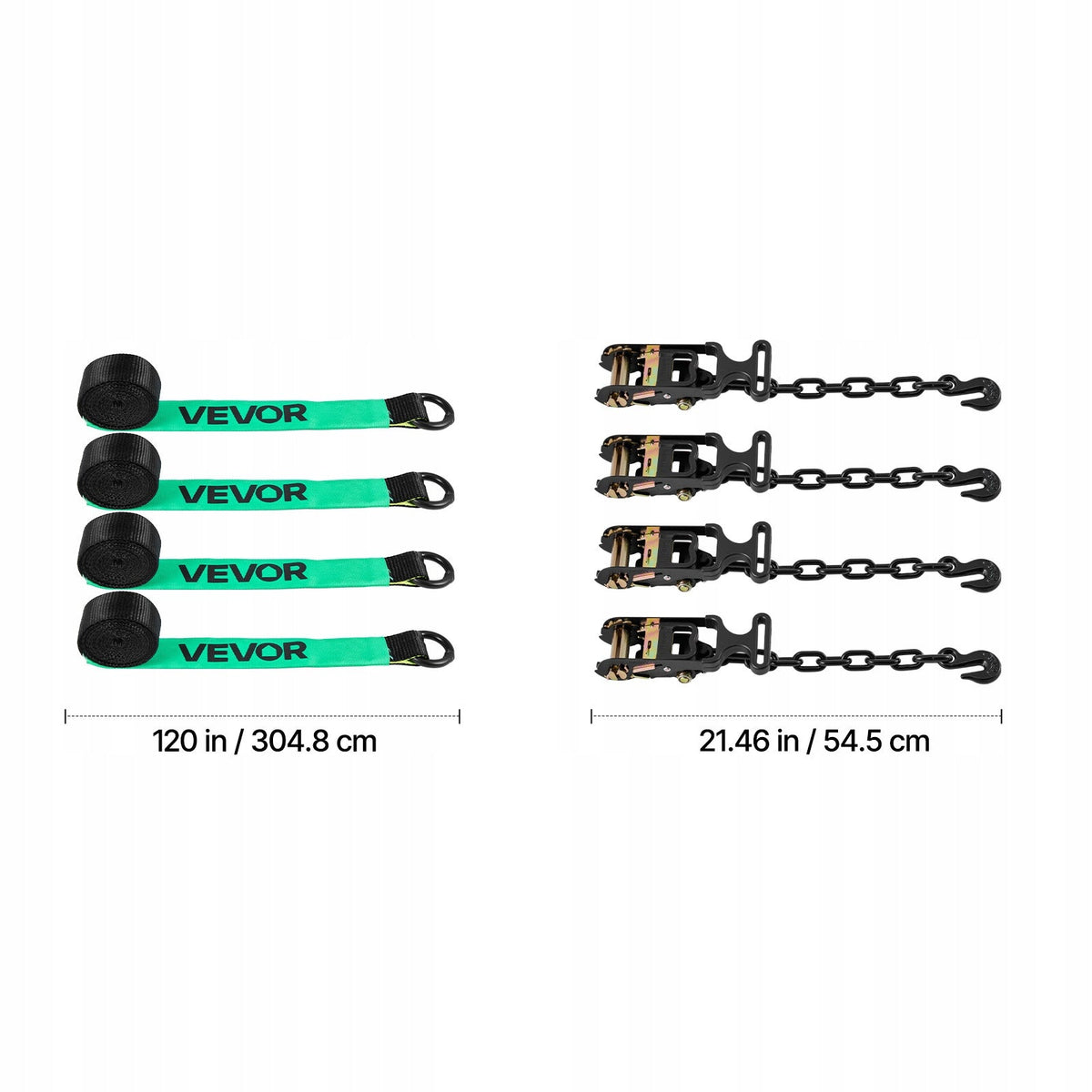 VEVOR 50.8 X 3048 MM WHEEL TIE-DOWN STRAP WITH HEAVY-DUTY HOOKS STRONG AND DURABLE