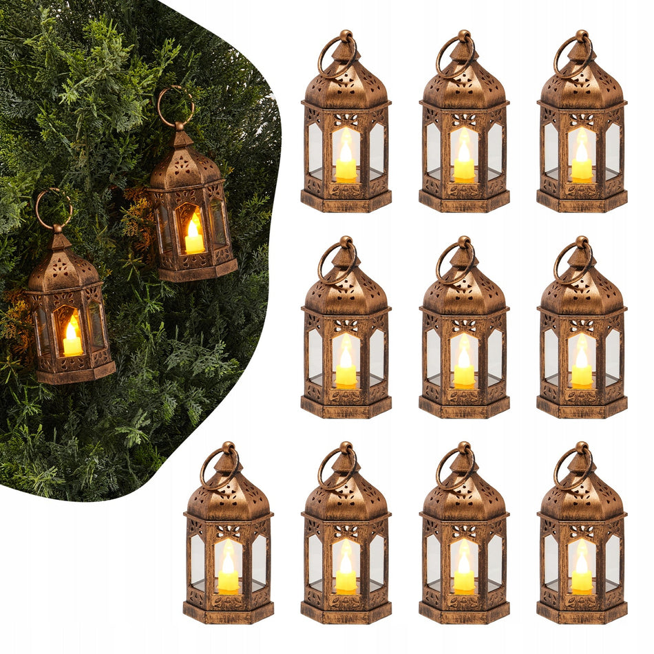 VEVOR 12PCS DECORATIVE LED LANTERNS ELECTRIC CANDLES BROWN PREMIUM