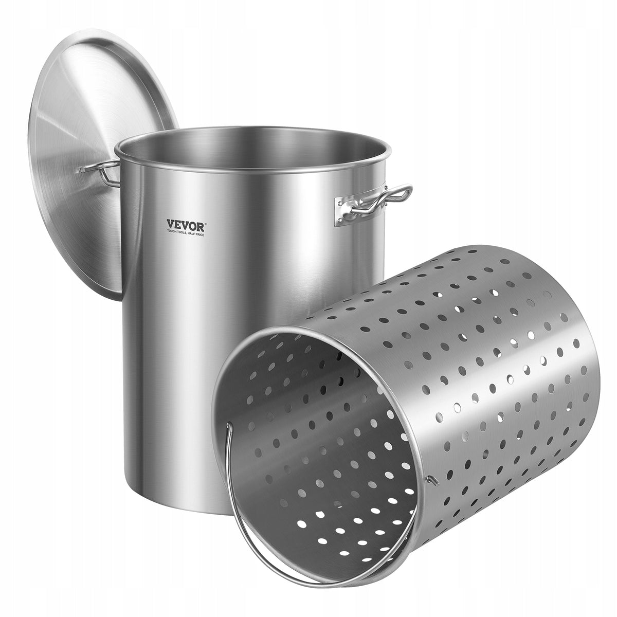 VEVOR 34L 36QT Stainless Steel Stock Pot with Basket and Lid