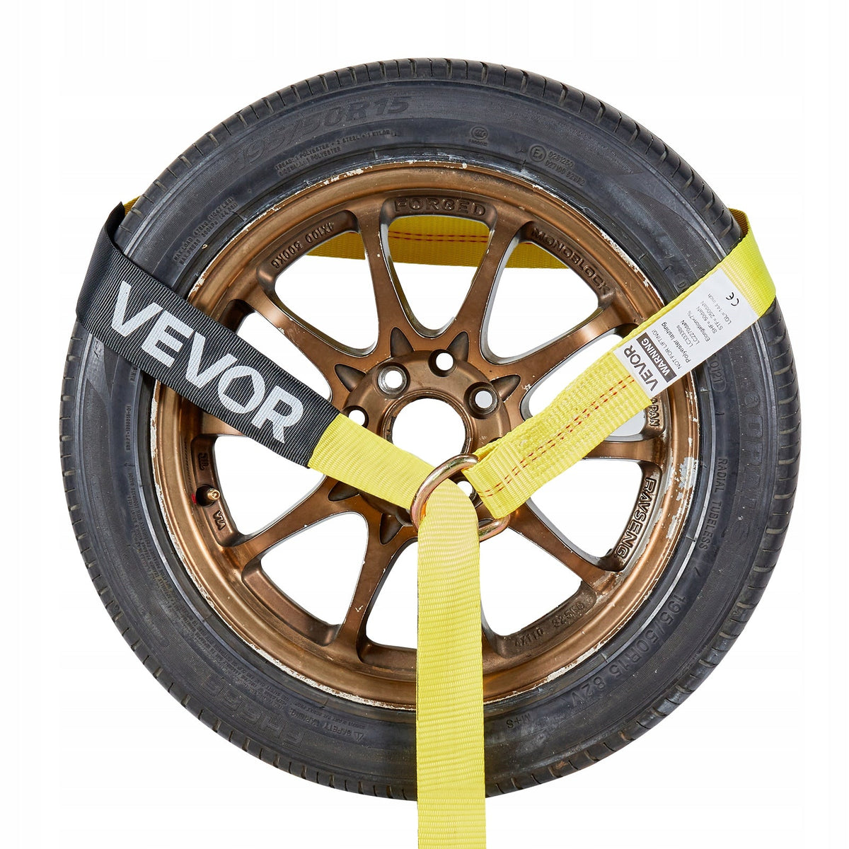 VEVOR WHEEL TIE DOWN STRAP 50.8X3657.6MM WITH SPRING HOOKS STRONG AND DURABLE