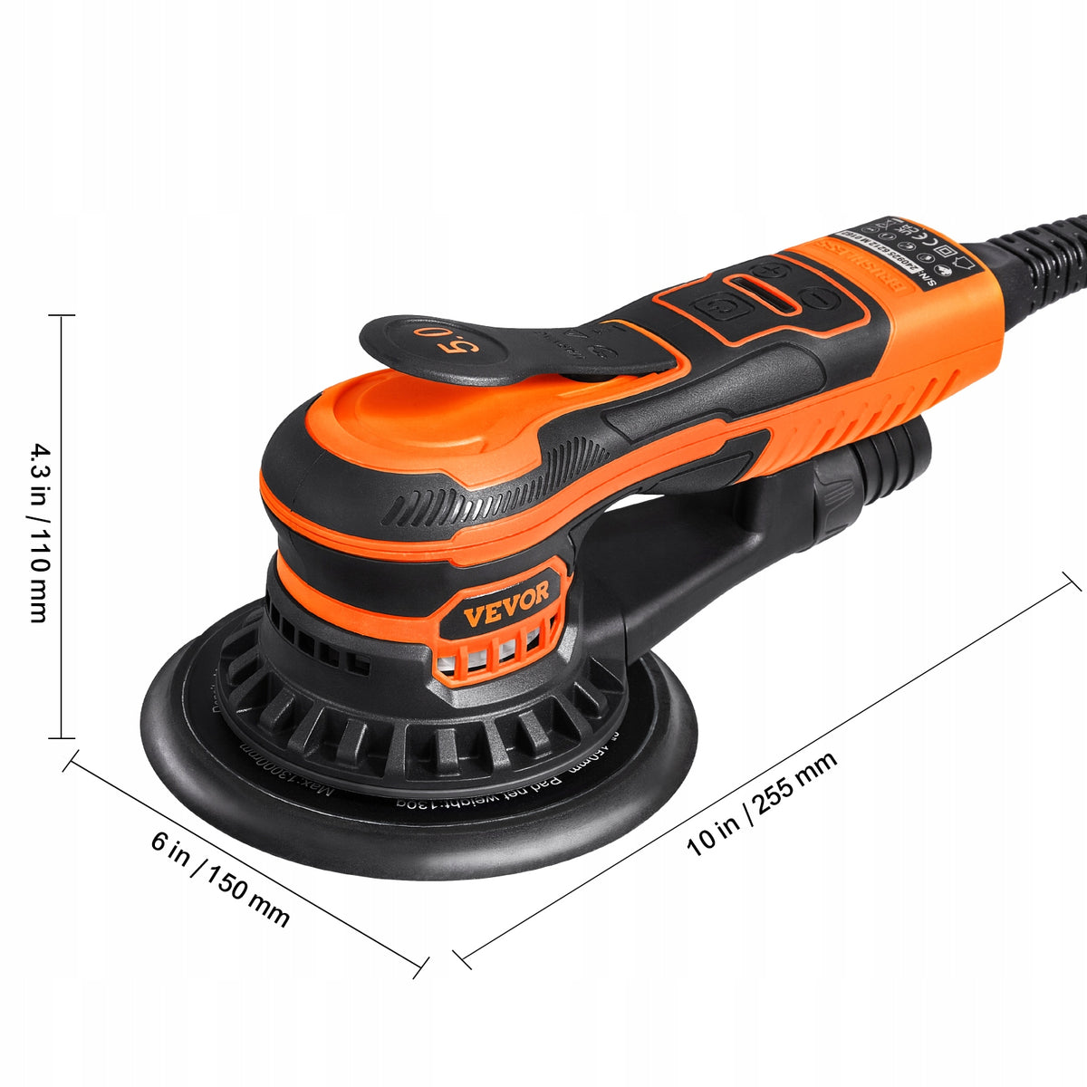 VEVOR PROFESSIONAL 152MM 350W BRUSHLESS RANDOM ORBITAL SANDER