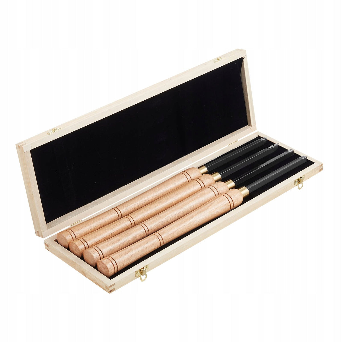 VEVOR 4-PIECE WOOD LATHE CHISEL SET IN PREMIUM WOODEN CASE