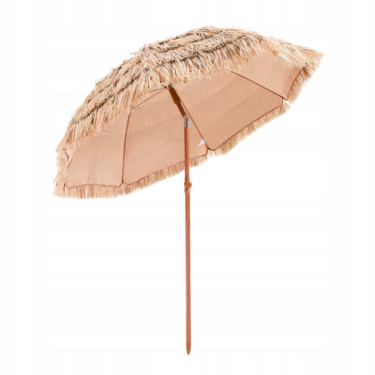 VEVOR 2M HAWAIIAN STRAW PARASOL, TILTING, HEAVY-DUTY, FOR PATIO AND BEACH