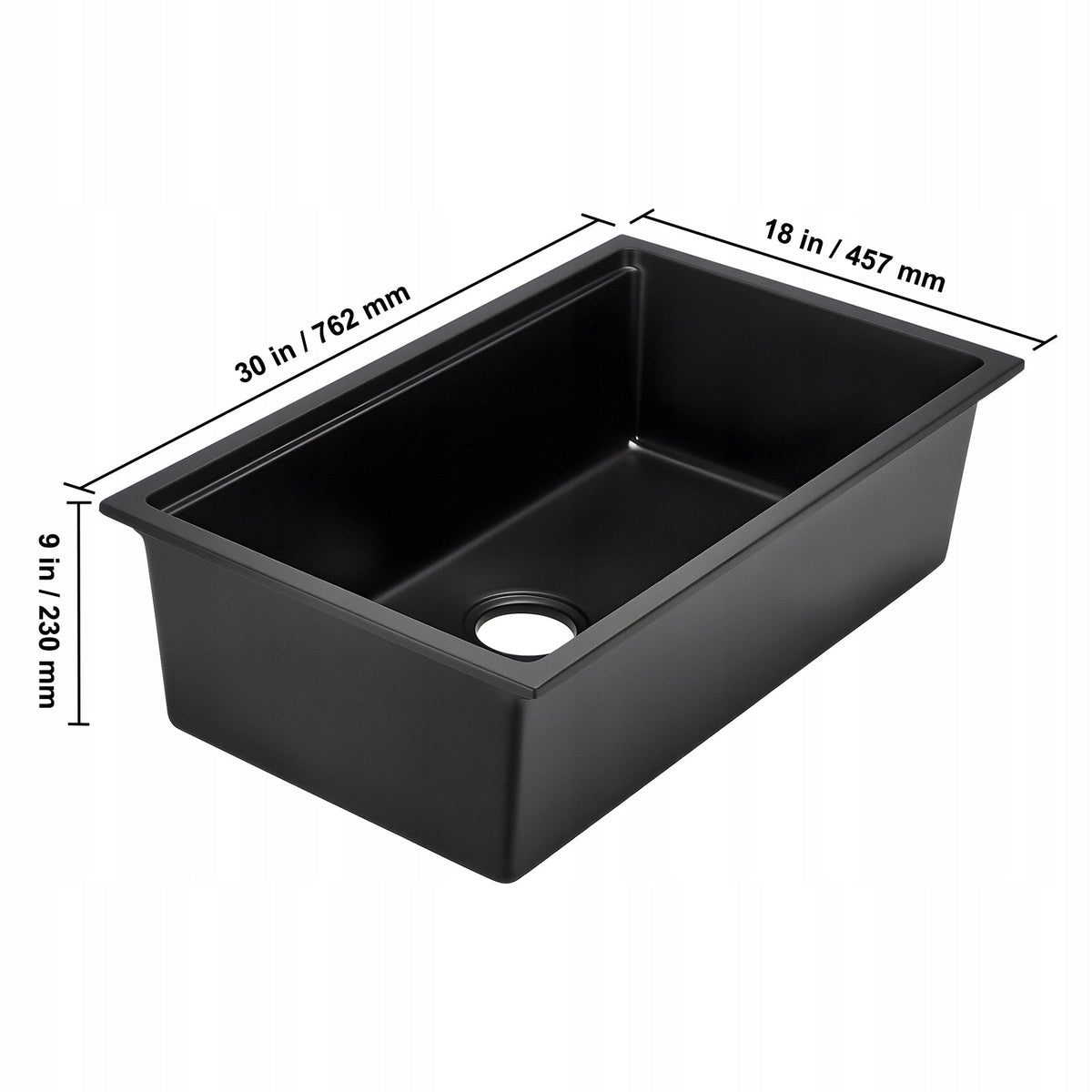 GRANITE KITCHEN SINK VEVOR 762X457X230 MM UNDERMOUNT BLACK PREMIUM
