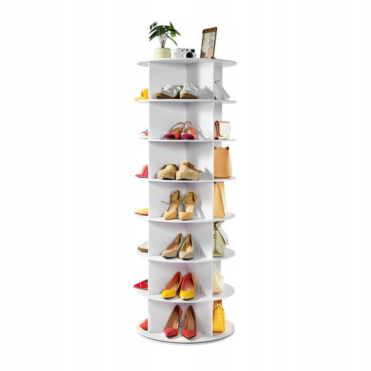VEVOR 360 ROTATING SHOE RACK 7 TIERS FOR 28 PAIRS STRONG WHITE