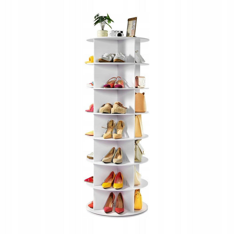 VEVOR 360 ROTATING SHOE RACK 7 TIERS FOR 28 PAIRS STRONG WHITE