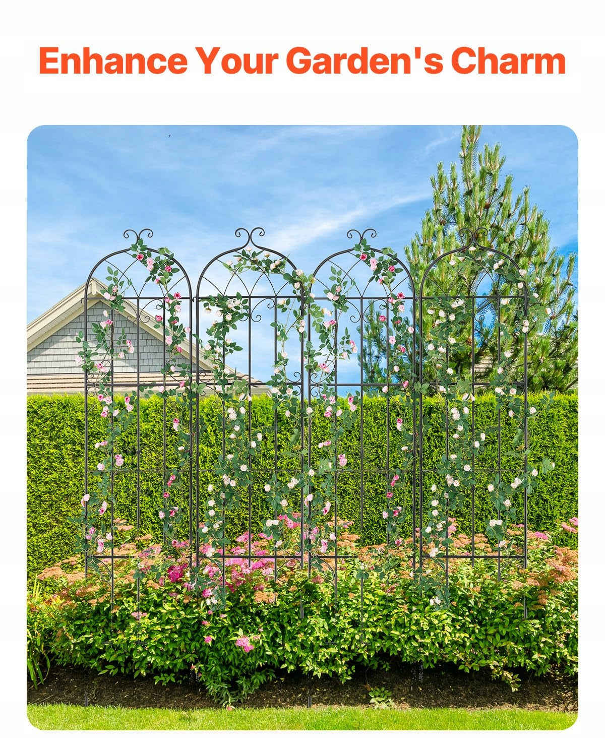 VEVOR CLIMBING PLANT SUPPORT 4 METAL TRELLISES 51X220 CM STURDY