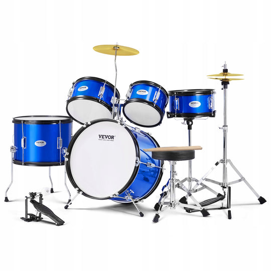 VEVOR KIDS DRUM SET 5-PIECE BLUE ADJUSTABLE THRONE