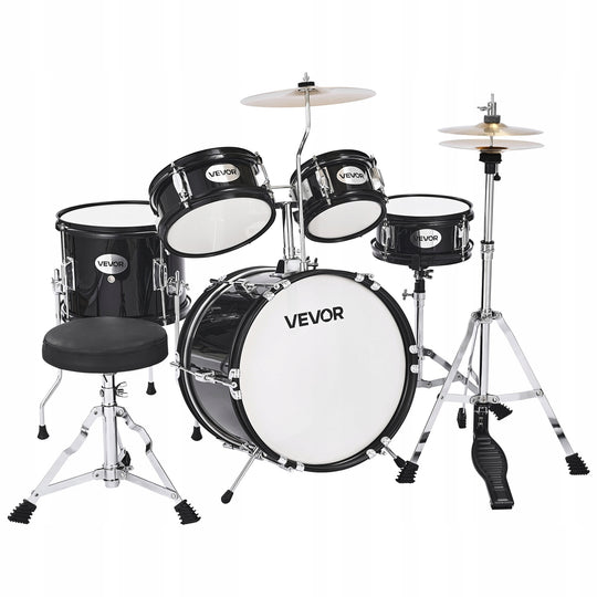 VEVOR 5-Piece Drum Set Black Bass Drum 14 Snare Drum
