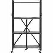 VEVOR FOLDABLE 4-TIER SHELVING UNIT WITH WHEELS 33X66X117CM STRONG AND MOBILE